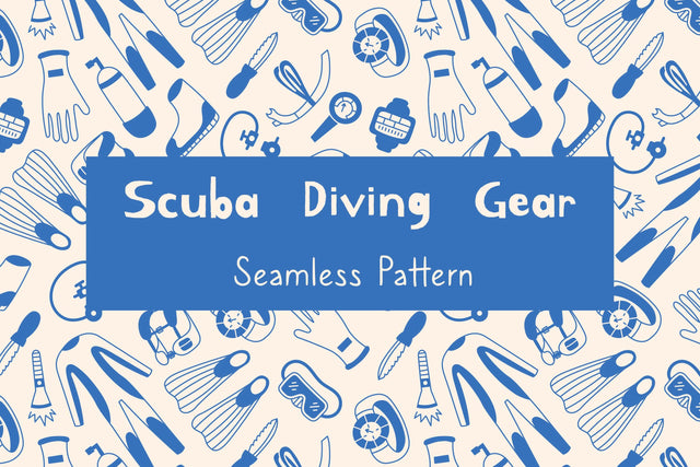 Scuba Diving Gear Seamless Pattern Digital Pattern Rin Green 
