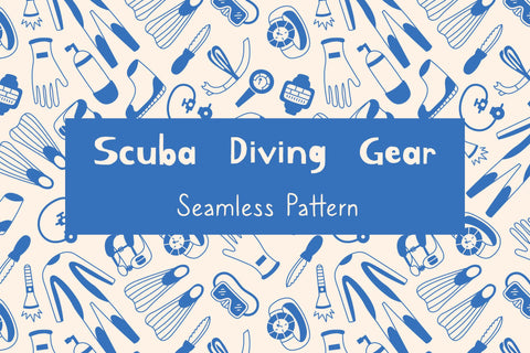 Scuba Diving Gear Seamless Pattern Digital Pattern Rin Green 