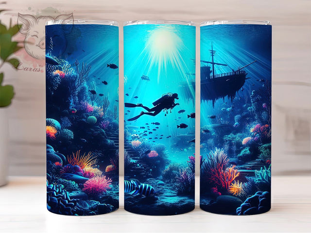 Scuba Diving Ocean Adventure Tumbler, Ocean Adventure Tumbler, Underwater Tumbler, Scuba Diving Drinkware, Ocean Exploration Tumbler, Water Sports Tumbler, Adventure Dive Tumbler Sublimation Lara' s Designs 