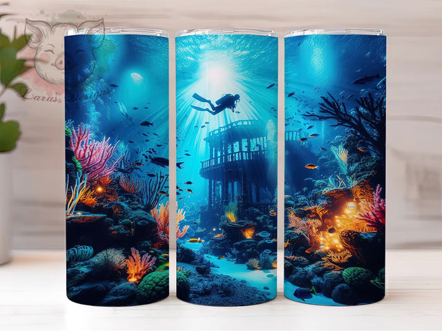 Scuba Diving Ocean Adventure Tumbler, Ocean Adventure Tumbler, Underwater Tumbler, Scuba Diving Drinkware, Ocean Exploration Tumbler, Water Sports Tumbler, Adventure Dive Tumbler Sublimation Lara' s Designs 