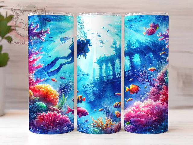 Scuba Diving Ocean Adventure Tumbler, Ocean Adventure Tumbler, Underwater Tumbler, Scuba Diving Drinkware, Ocean Exploration Tumbler, Water Sports Tumbler, Adventure Dive Tumbler Sublimation Lara' s Designs 