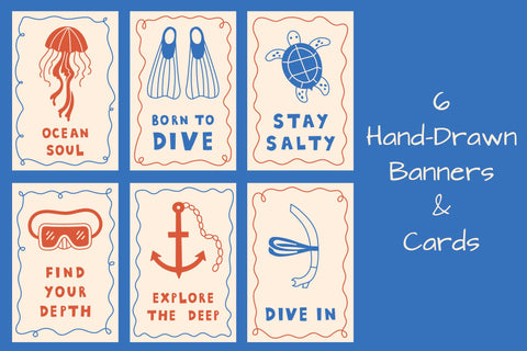 Scuba Diving Vintage Posters Digital Pattern Rin Green 