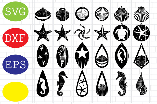 Sea Animal Earring Svg, Beach Earrings Svg, Summer Earrings Svg, Faux Leather Earrings Svg, Jpg, Eps, Dxf Files SVG DigitalSvgFiles 
