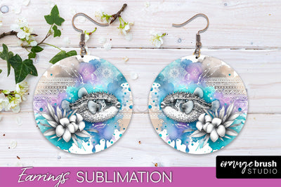 Sea Animals Earrings PNG - Beach Round Earrings Sublimation Sublimation OrangeBrushStudio 