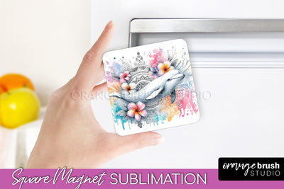Sea Animals Magnet Sublimation - Beach Magnet for Fridge Sublimation OrangeBrushStudio 