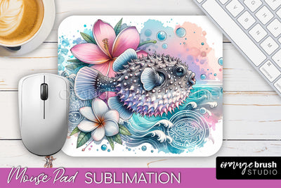 Sea Animals Mouse Pad PNG - Beach Sublimation Mouse Pad Sublimation OrangeBrushStudio 