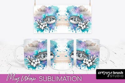 Sea Animals Mug Wrap - Summer Beach Mug Sublimation Design Sublimation OrangeBrushStudio 