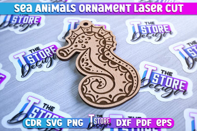 Sea Animals Ornaments Laser Cut | Ocean Animals Ornament SVG SVG The T Store Design 