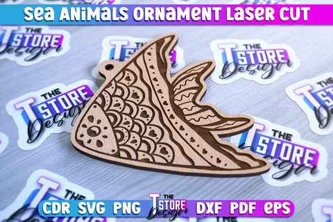Sea Animals Ornaments Laser Cut | Ocean Animals Ornament SVG SVG The T Store Design 