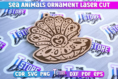 Sea Animals Ornaments Laser Cut | Ocean Animals Ornament SVG SVG The T Store Design 