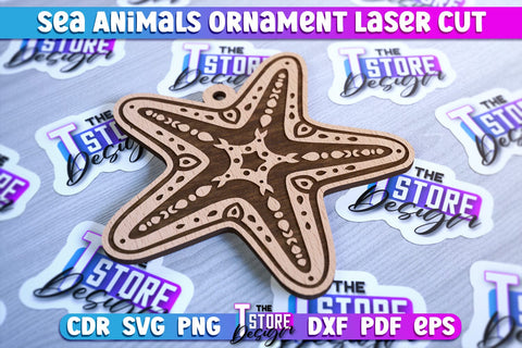 Sea Animals Ornaments Laser Cut | Ocean Animals Ornament SVG SVG The T Store Design 