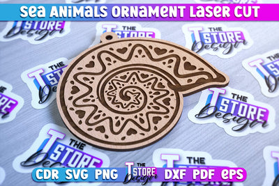Sea Animals Ornaments Laser Cut | Ocean Animals Ornament SVG SVG The T Store Design 