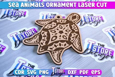 Sea Animals Ornaments Laser Cut | Ocean Animals Ornament SVG SVG The T Store Design 