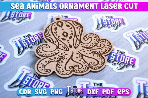 Sea Animals Ornaments Laser Cut | Ocean Animals Ornament SVG SVG The T Store Design 