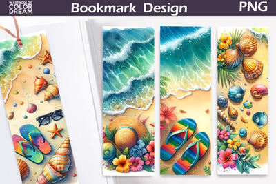 Sea Beach Bookmark | Summer Beach Bookmark Sublimation WatercolorColorDream 