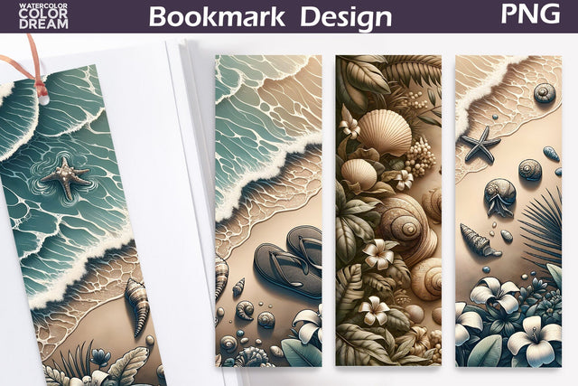 Sea Beach Bookmark | Summer Beach Bookmark Sublimation WatercolorColorDream 