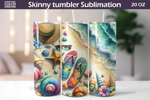 Sea Beach Tumbler Wrap | Sea Wave Tumbler Sublimation Sublimation WatercolorColorDream 