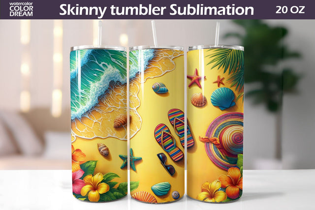 Sea Beach Tumbler Wrap | Summer Tumbler Sublimation Sublimation WatercolorColorDream 