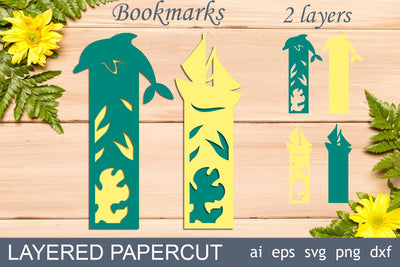 Sea bookmark svg, Layered Paper cut bookmark template SVG AnastasiyaArtDesign 
