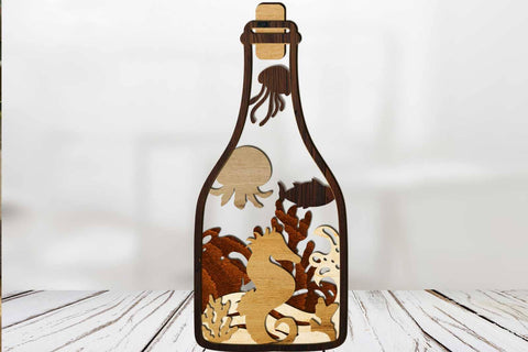 Sea Bottle Bundle Multilayer Decoration SVG LaserCutano 