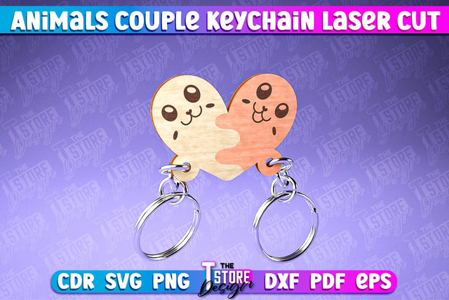 Sea Calf Couple Keychain | Laser Cut SVG Design | CNC Files SVG The T Store Design 