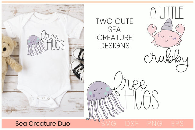 Sea Creature SVG Duo, Beach Themed Baby Designs, Cute Ocean SVG SVG Designing Digitals 
