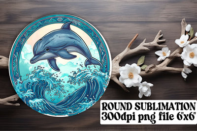 Sea Creatures Round Sublimation Designs - Watercolor Keychain Car Coaster Sublimation afrosvg 