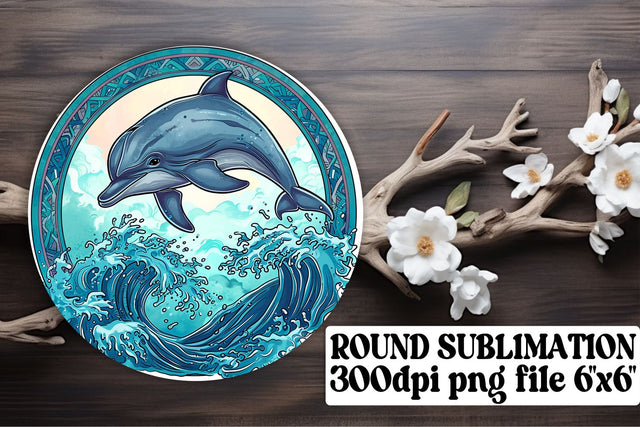 Sea Creatures Round Sublimation Designs - Watercolor Keychain Car Coaster Sublimation afrosvg 