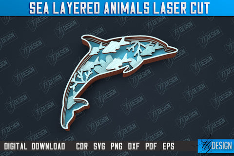 Sea Layered Animals Bundle | 3D Wood Shape | Nautical Multilayer | Wall Décor | CNC File SVG Fly Design 