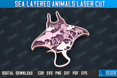 Sea Layered Ramp | 3D Wood Shape | Nautical Multilayer | Wall Décor | CNC File SVG Fly Design 