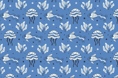 Sea Life Seamless Pattern Digital Pattern Rin Green 