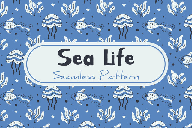 Sea Life Seamless Pattern Digital Pattern Rin Green 