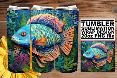 Sea Life Symphony 3D Embroidered Tumbler Art Sublimation afrosvg 