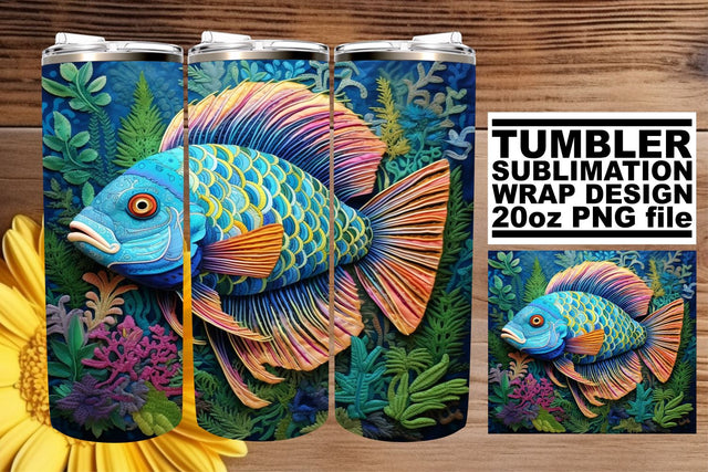 Sea Life Symphony 3D Embroidered Tumbler Art Sublimation afrosvg 