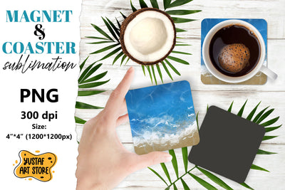 Sea magnet/Sea coaster. Seaside sublimation design Sublimation Yustaf Art Store 