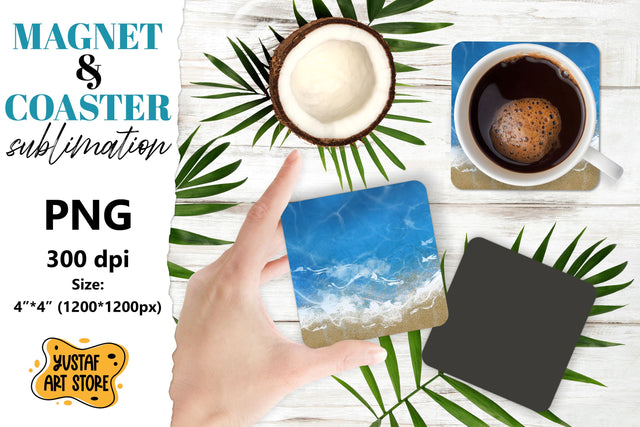 Sea magnet/Sea coaster. Seaside sublimation design Sublimation Yustaf Art Store 