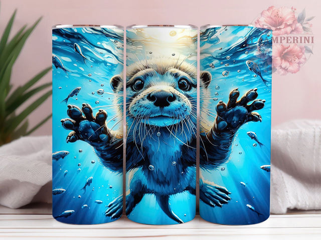 Sea Otter Cute Marine Tumbler Wrap, Cute Otter Wrap, 20oz Tumbler Sublimation, Ocean Animal Design, Marine Wildlife Tumbler, Watercolor Otter Art, Coastal Nature Wrap Sublimation Li Zamperini 