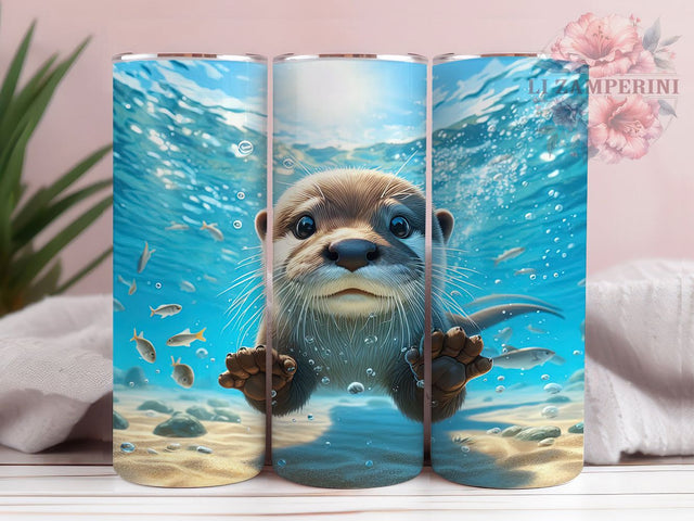 Sea Otter Cute Marine Tumbler Wrap, Cute Otter Wrap, 20oz Tumbler Sublimation, Ocean Animal Design, Marine Wildlife Tumbler, Watercolor Otter Art, Coastal Nature Wrap Sublimation Li Zamperini 