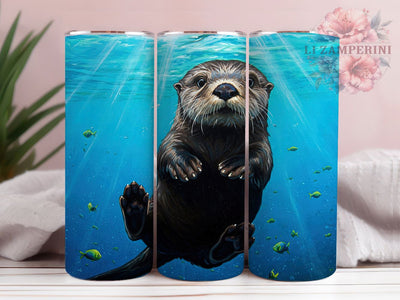 Sea Otter Cute Marine Tumbler Wrap, Cute Otter Wrap, 20oz Tumbler Sublimation, Ocean Animal Design, Marine Wildlife Tumbler, Watercolor Otter Art, Coastal Nature Wrap Sublimation Li Zamperini 