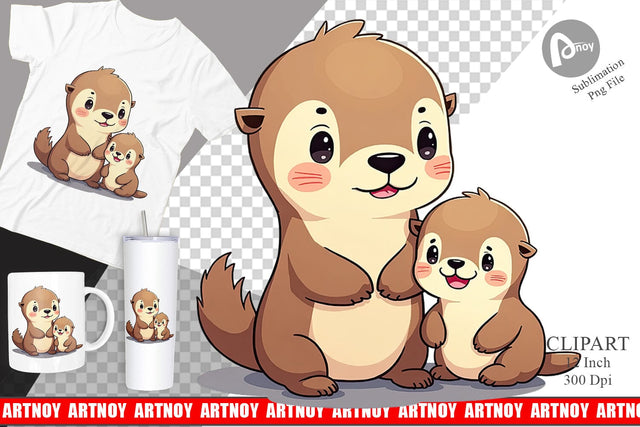 Sea Otter Mother's Day Clipart Sublimation artnoy 