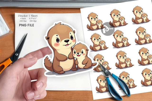 Sea Otter Mother's Day Sticker Sublimation artnoy 