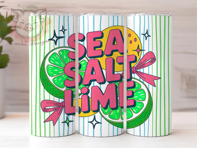Sea Salt & Lime 20oz Tumbler, Sea Salt Lime Quote, Fun Summer Saying, Tropical Sublimation Design, Vintage Summer Vibes, Ocean Theme Wrap, Margarita Inspired Wrap, 20oz Tumbler Wrap, Sublimation Design Sublimation Lara' s Designs 