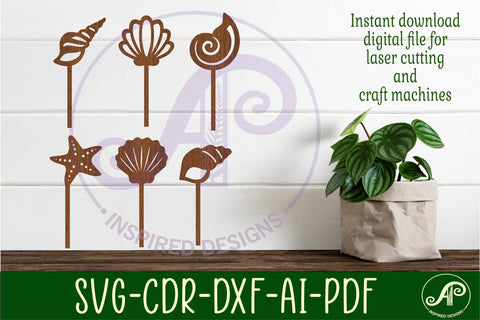 Sea shell cupcake toppers, 6 designs SVG laser cut SVG APInspireddesigns 