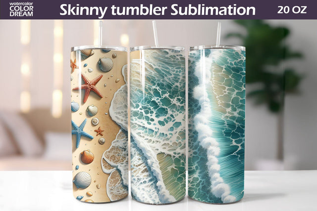 Sea Tumbler Wrap | Sea Wave Tumbler Sublimation Sublimation WatercolorColorDream 