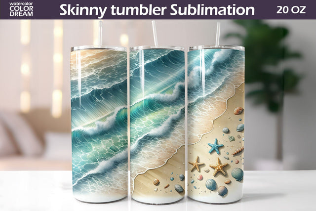 Sea Tumbler Wrap | Sea Wave Tumbler Sublimation Sublimation WatercolorColorDream 