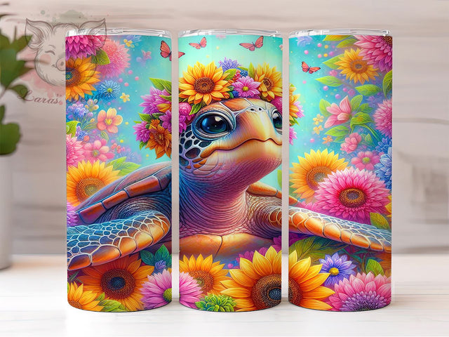 Sea Turtle 20 oz Skinny Tumbler Sublimation Design, Straight & Tapered Tumbler Png, Ocean Beach Tumbler Png, Digital Download PNG Sublimation Lara' s Designs 