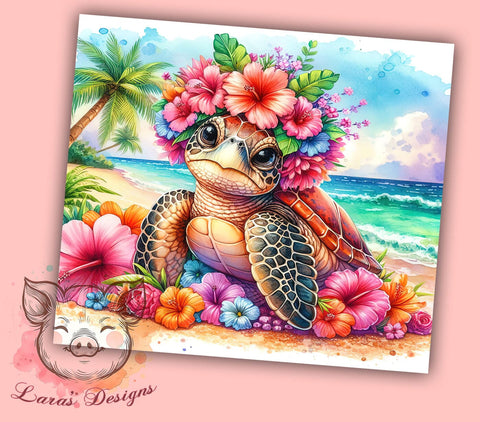 Sea Turtle 20 oz Skinny Tumbler Sublimation Design, Straight & Tapered Tumbler Png, Ocean Beach Tumbler Png, Digital Download PNG Sublimation Lara' s Designs 