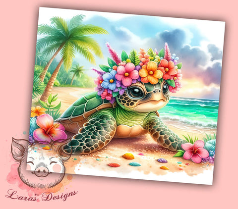Sea Turtle 20 oz Skinny Tumbler Sublimation Design, Straight & Tapered Tumbler Png, Ocean Beach Tumbler Png, Digital Download PNG Sublimation Lara' s Designs 