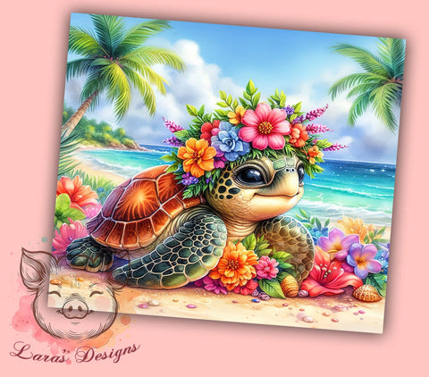 Sea Turtle 20 oz Skinny Tumbler Sublimation Design, Straight & Tapered Tumbler Png, Ocean Beach Tumbler Png, Digital Download PNG Sublimation Lara' s Designs 