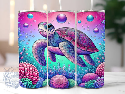 Sea Turtle 20oz Skinny Tumbler, Beach Summer Tumbler Png, Straight & Tapered Tumbler Wrap, Instant Digital Download Sublimation ToriDesigns 